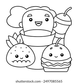 Hand drawn  coloring book with ice cream