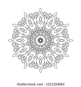 Hand drawn Coloring Book Page for Older Children and Adult Colorists. Empty Round Ornate Vector Illustration. Black and White Pattern.