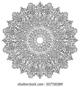 Hand drawn Coloring Book Page for Older Children and Adult Colorists. Round Ornate Vector Illustration. Black and White Pattern. Mandala Ornament. Abstract Original Zendala. Ornamental Lacy Background