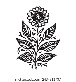 Dibujado a mano Dibujo para colorear dibujo de garabato de página, flores colorings página, y libros, un boceto de esquema gráfico vectorial dibujado a mano ilustración aislada sobre fondo blanco. Vector profesional