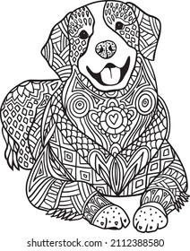 Hand drawn Coloring pages with labrador retriever dog  , zentangle illustration for adult anti stress Coloring books or tattoos with high details isolated on white background. 