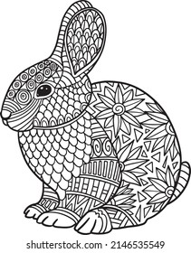 Hand Drawn Coloring Pages Rabbit Illustration Stock Vector (Royalty ...