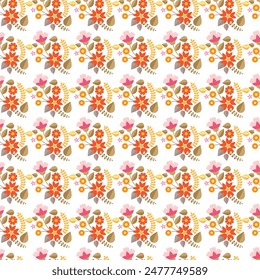 Hand  drawn colour   small  flower pattern  design.