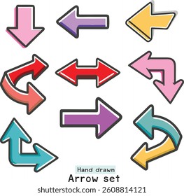Hand drawn colourful  arrow set EPS