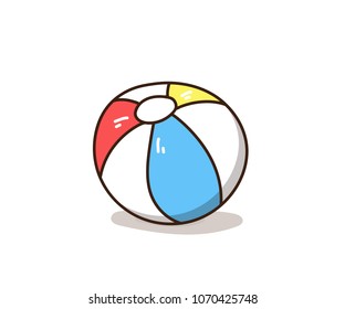 Hand drawn colourful beach ball doodle. Vector illustration graphic element