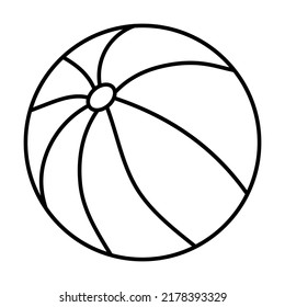 Doodle colorido de bola de playa dibujado a mano. Elemento gráfico de ilustración de vector