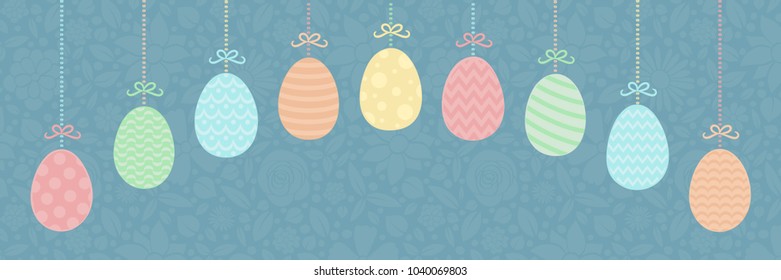 Hand drawn colourful eggs - hanging Easter decoration. Vector.