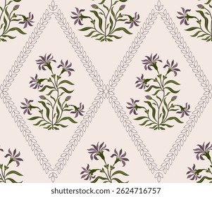 Flores geométricas coloridas desenhadas à mão, padrões sem costura com floral para tecido, têxteis, roupas, papel de embrulho, pano de fundo, banner, ilustração, fundos abstratos.

