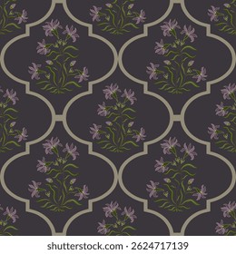 Hand drawn colourful geometric flowers, seamless patterns with floral for fabric, textiles, clothing, wrapping paper, backdrop, banner, illustration, abstract backgrounds.
