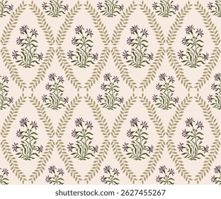 Flores geométricas coloridas desenhadas à mão, padrões sem costura com floral para tecido, têxteis, roupas, papel de embrulho, pano de fundo, banner, ilustração, fundos abstratos.
