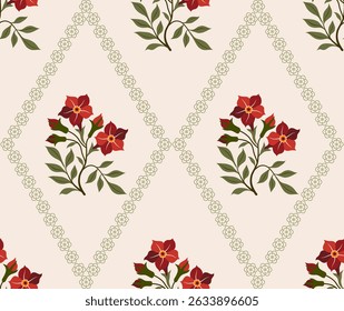 Hand drawn colourful geometric flowers, seamless patterns with floral for fabric, textiles, clothing, wrapping paper, backdrop, banner, illustration, abstract backgrounds.
