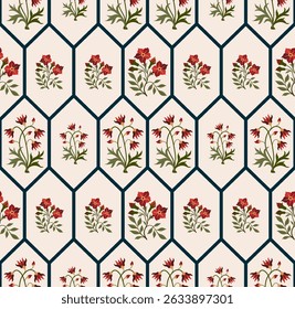 Fleurs géométriques colorées dessinées à la main, motifs harmonieux avec motifs floraux pour tissu, tissus, vêtements, papier d'emballage, arrière-plan, bannière, illustration, arrière-plans abstraits.
