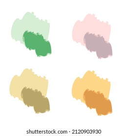 Hand drawn colourful spots collection. Trendy watercolor brush texture. Doodle vector elements for decor and design. 
