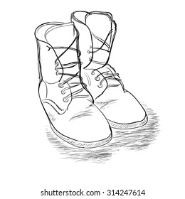 hand drawn combat boots