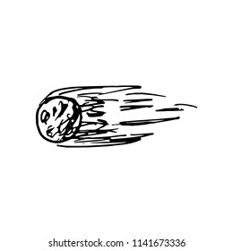 Hand Drawn comet doodle. Sketch style icon. Decoration element. Isolated on white background. Flat design. Vector illustration.
