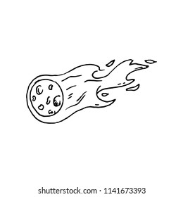 Hand Drawn comet doodle. Sketch style icon. Decoration element. Isolated on white background. Flat design. Vector illustration.