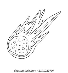 Hand drawn comet icon in doodle style. Cartoon comet vector icon for web design isolated on white background.