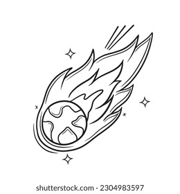 Hand Drawn Comet Meteor.  Doodle Vector Sketch Illustration