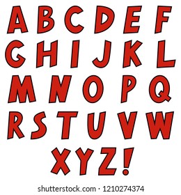 hand drawn comic alphabet