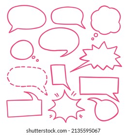 hand drawn comic book speech bubble speak calling callout set collection