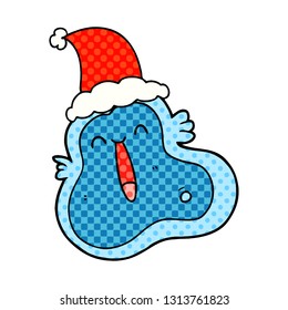 handgezeichnete Comicbuchgrafik eines Keims mit Santa-Hut