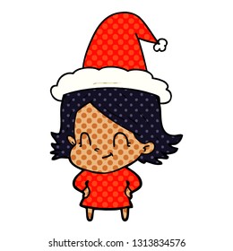 historieta dibujada a mano ilustración de estilo de libro de historietas con sombrero santa