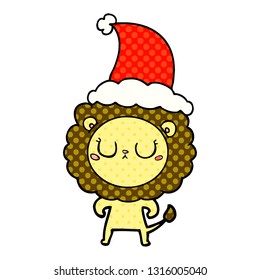 ilustración de un león usando sombrero santa