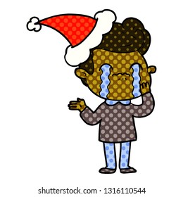 ilustración de un hombre llorando usando sombrero santa
