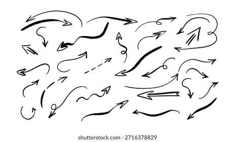 Conjunto de flecha de doodle cómico dibujado a mano