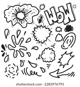 Doodles dibujados a mano aislados en fondo blanco.ilustración vectorial.