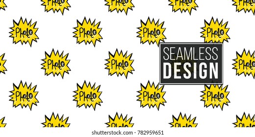 Hand drawn comic sketched flash. Photo accessories seamless pattern. Colored endless pop art sketch on white background.
