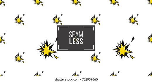 Hand drawn comic sketched flash. Photo accessories seamless pattern. Colored endless pop art sketch on white background.
