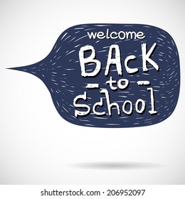 Hand drawn comic speech bubble with Back To School lettering isolated on white background.
