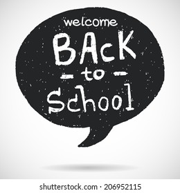 Hand drawn comic speech bubble with Back To School lettering isolated on white background.