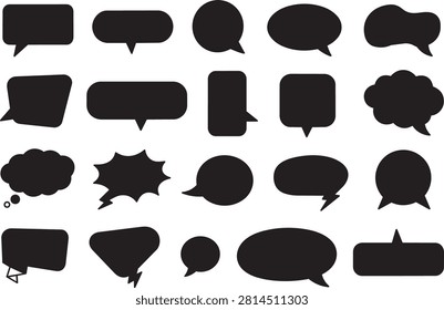 Hand Drawn Comic Speech Bubble Set with Cartoon Talk Balloons Thought Clouds Chat Boxes and Communication Icons Vector Illustration Collection for Message and Dialogue Design