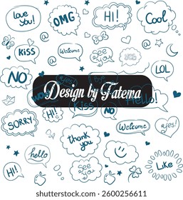Hand drawn comic speech bubbles with popular message sketch design