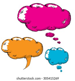 hand drawn comic speech bubbles set. funny art banner collection