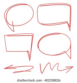 hand drawn comic speech bubbles, arrows