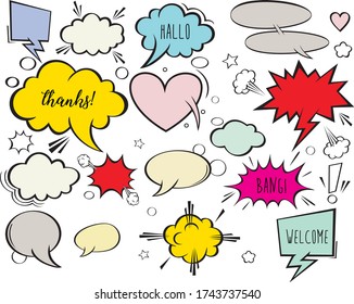 Hand drawn of Comic speech bubbles,vector illustration