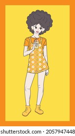 Hand drawn comic style cartoon girl character. Attractive young women posing in stylish casual clothes. Hand drawn beautiful girl sketch, vector illustration. 