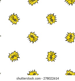 Hand drawn comics sketched flash. Set of modern photo items seamless pattern. Colored pop art sketch on white background
