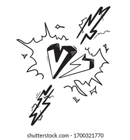 hand drawn Comics vs frame. Versus lightning ray border, comic fighting duel and fight confrontation logo. Vs battle challenge, sports team matches conflict isolated cartoon vector background doodle