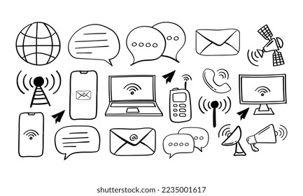 Icono de comunicación dibujado a mano en estilo doodle