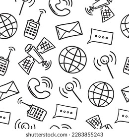 hand drawn communication seamless pattern