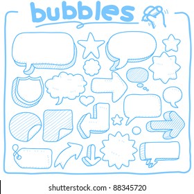 Hand drawn communication, speech bubbles collection