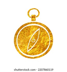 Hand drawn Compass icon in gold foil texture vector illustration