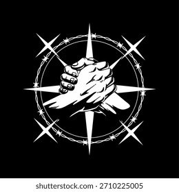 Diseño dibujado a mano de la ilustración de la brújula, conveniente para los logotipos y los Elementos de diseño