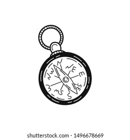 Hand drawn Compass isolated on a white. Vector illustration.