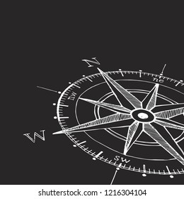 Hand drawn compass rose vector background