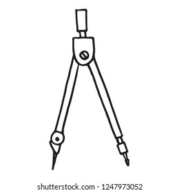 Hand drawn compass. Sketch Back to school, icon. Decoration element. Vector illustration